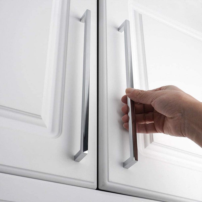 KOOFIZO Solid Square Bar Cabinet Handle - Chrome Furniture Pull, 12.6 Inch/320mm Screwhole Distance, 1-Piece for Kitchen Cupboard Door, Bedroom Dresser Drawer, Bathroom Wardrobe Hardware - Image 3